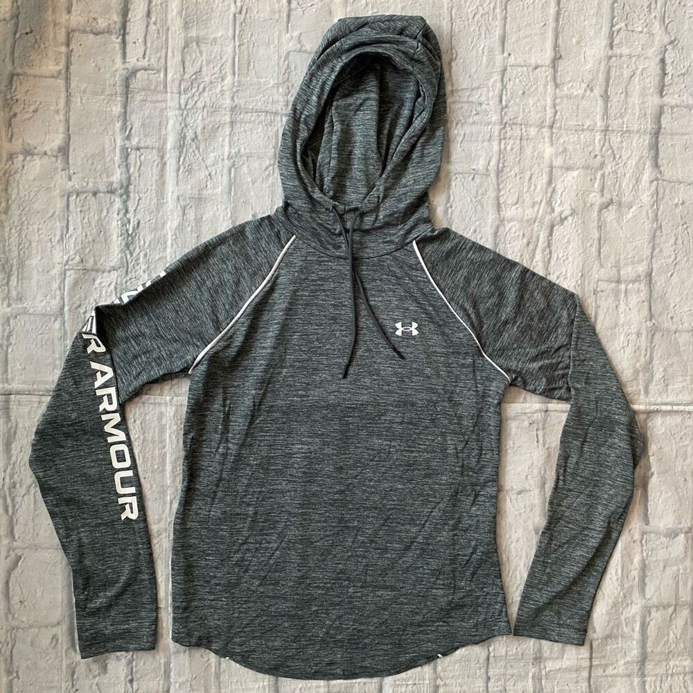 Under Armour men S loose fit pullover hoodie w/front pouch pockets grey